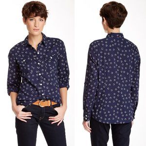LUCKY BRAND Long Sleeve Horseshoe Print Shirt M
